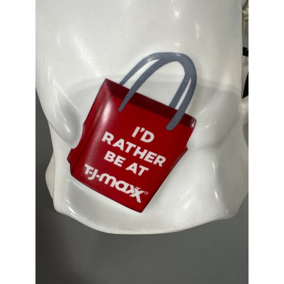 TJ Maxx Ghost Ceramic Mug White Red I'd Rather Be At TJ Maxx Microwave Safe - Picture 3 of 6